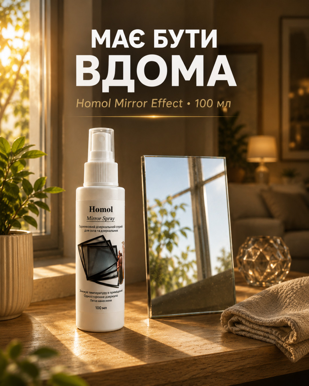 Результат використання дзеркального спрею